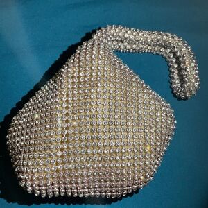 Elegant Silver Rhinestone Women's Bag
